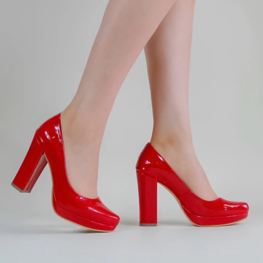 Olivia Red Patent Platform High Heel Pumps for Women